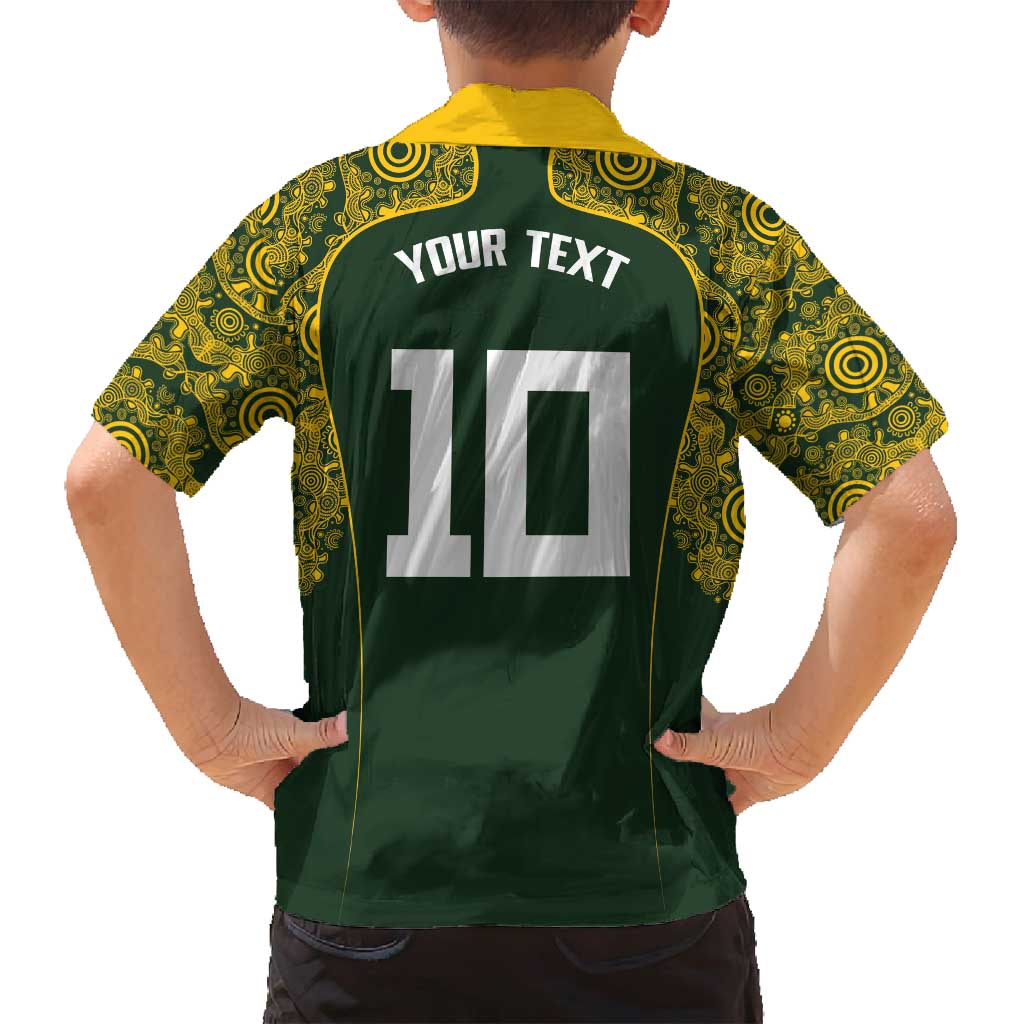 Australia Rugby Custom Family Matching Summer Maxi Dress and Hawaiian Shirt Aboriginal Art Sporty Style LT03 - Polynesian Pride