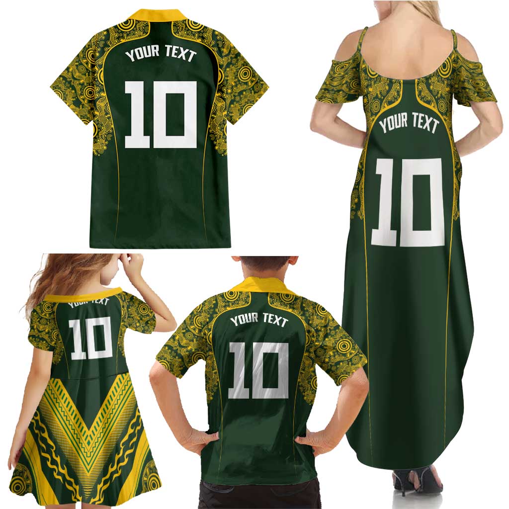 Australia Rugby Custom Family Matching Summer Maxi Dress and Hawaiian Shirt Aboriginal Art Sporty Style LT03 - Polynesian Pride