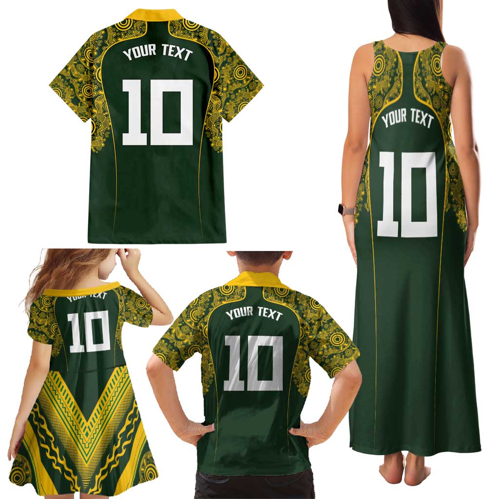 Australia Rugby Custom Family Matching Tank Maxi Dress and Hawaiian Shirt Aboriginal Art Sporty Style LT03 - Polynesian Pride