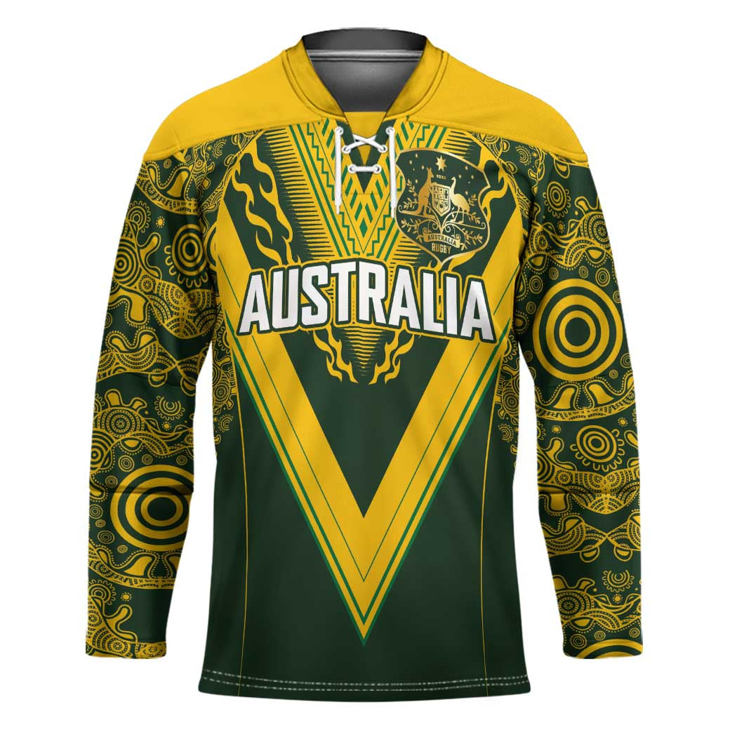 Australia Rugby Custom Hockey Jersey Aboriginal Art Sporty Style - Polynesian Pride