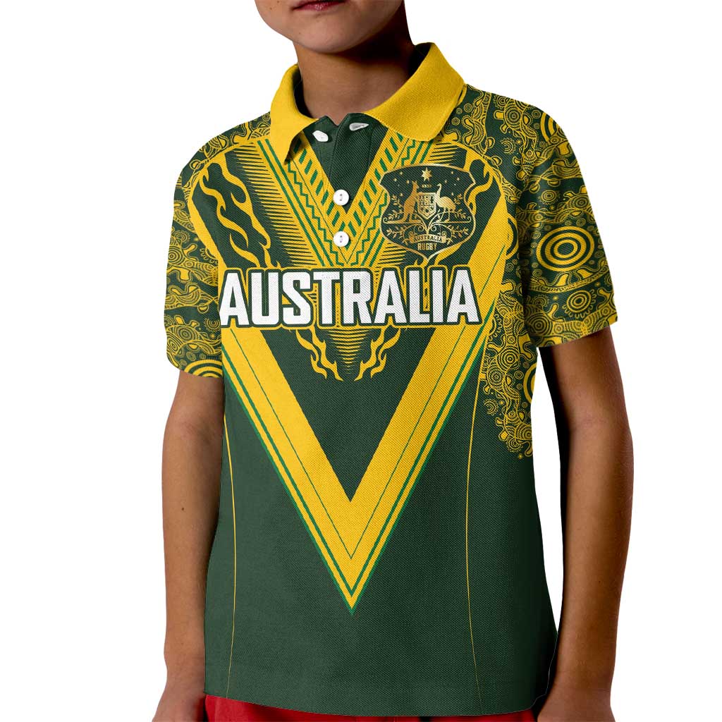 Australia Rugby Custom Kid Polo Shirt Aboriginal Art Sporty Style - Polynesian Pride