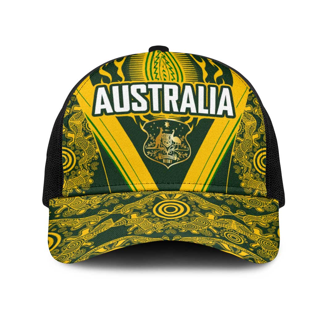 Australia Rugby Mesh Trucker Cap Aboriginal Art Sporty Style - Polynesian Pride