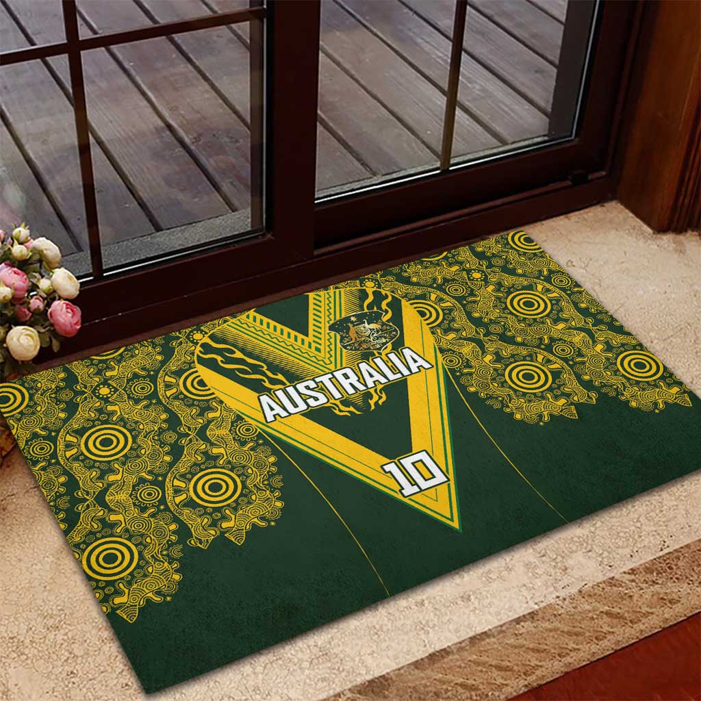 Australia Rugby Custom Rubber Doormat Aboriginal Art Sporty Style - Polynesian Pride