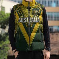 Australia Rugby Custom Sleeveless Puffer Jacket Aboriginal Art Sporty Style - Polynesian Pride