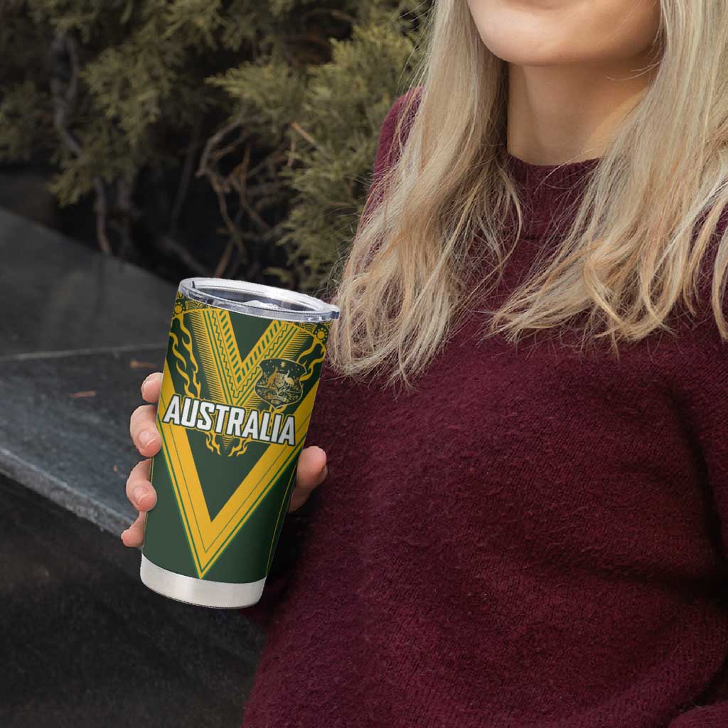 Australia Rugby Custom Tumbler Cup Aboriginal Art Sporty Style - Polynesian Pride