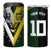 Aotearoa Australia Rugby Custom 4 in 1 Can Cooler Tumbler Maori and Aboriginal Art Sporty Style LT03 One Size: 16 oz Green - Polynesian Pride