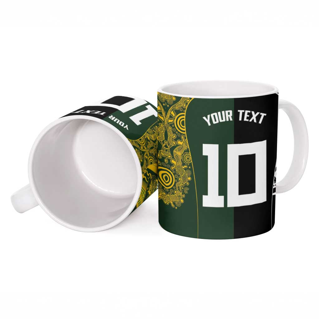 Aotearoa Australia Rugby Custom Ceramic Mug Maori and Aboriginal Art Sporty Style - Polynesian Pride