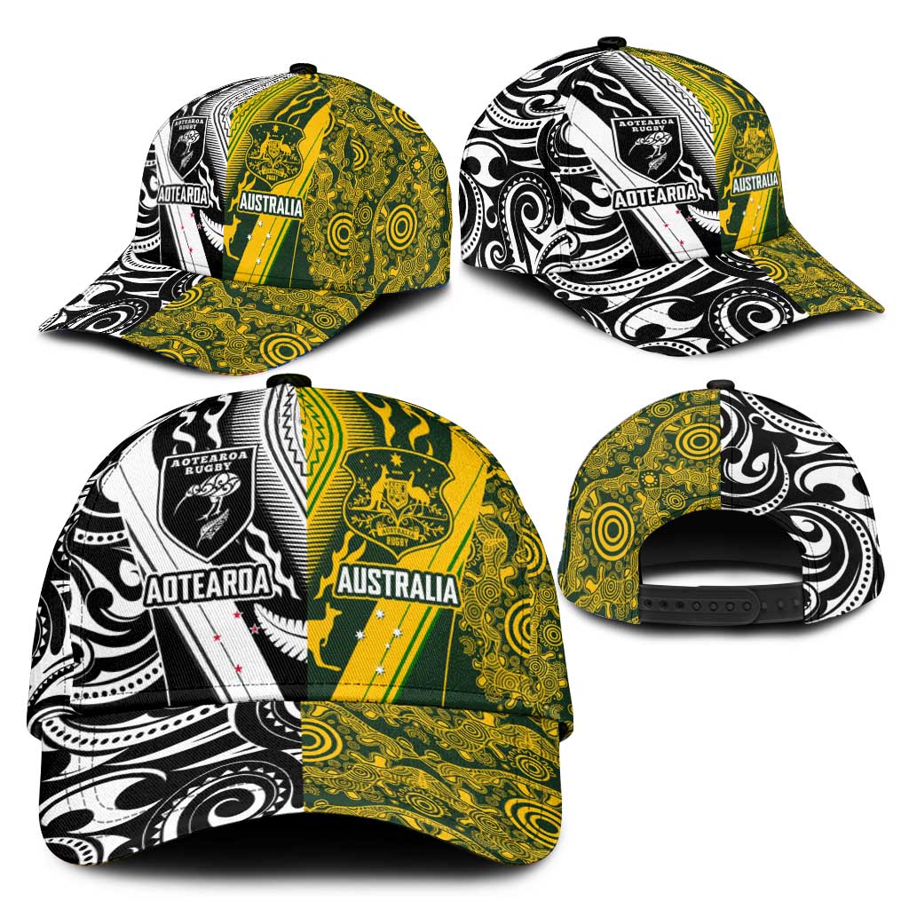 Aotearoa Australia Rugby Classic Cap Maori and Aboriginal Art Sporty Style - Polynesian Pride
