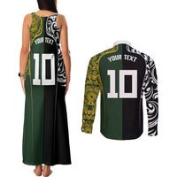 Aotearoa Australia Rugby Custom Couples Matching Tank Maxi Dress and Long Sleeve Button Shirt Maori and Aboriginal Art Sporty Style - Polynesian Pride