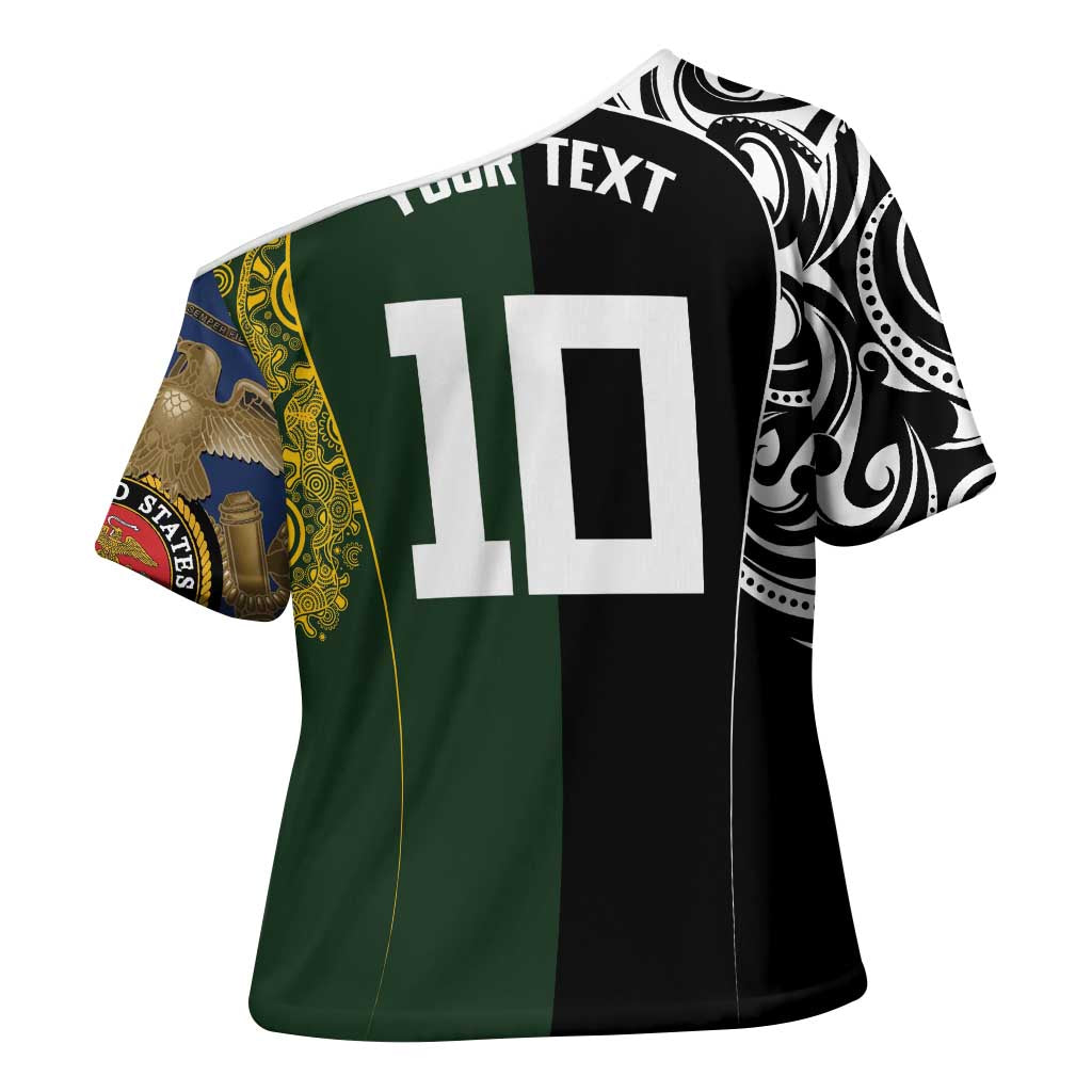 Aotearoa Australia Rugby Custom Cross Shoulder Shirt Maori and Aboriginal Art Sporty Style - Polynesian Pride