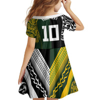Aotearoa Australia Rugby Custom Family Matching Off The Shoulder Long Sleeve Dress and Hawaiian Shirt Maori and Aboriginal Art Sporty Style LT03 - Polynesian Pride