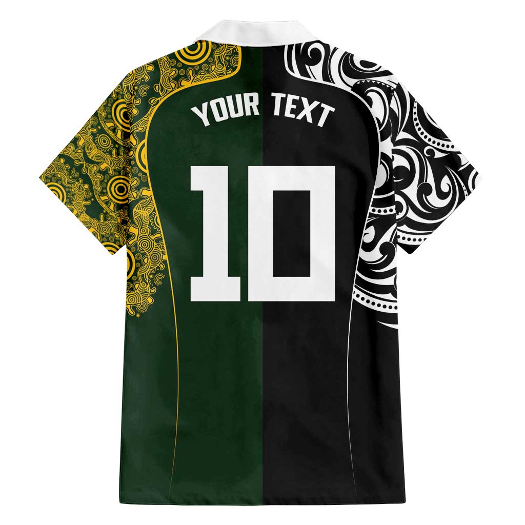Aotearoa Australia Rugby Custom Family Matching Off Shoulder Maxi Dress and Hawaiian Shirt Maori and Aboriginal Art Sporty Style LT03 - Polynesian Pride