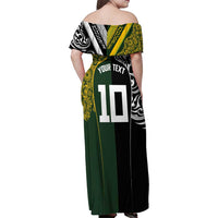 Aotearoa Australia Rugby Custom Family Matching Off Shoulder Maxi Dress and Hawaiian Shirt Maori and Aboriginal Art Sporty Style LT03 - Polynesian Pride