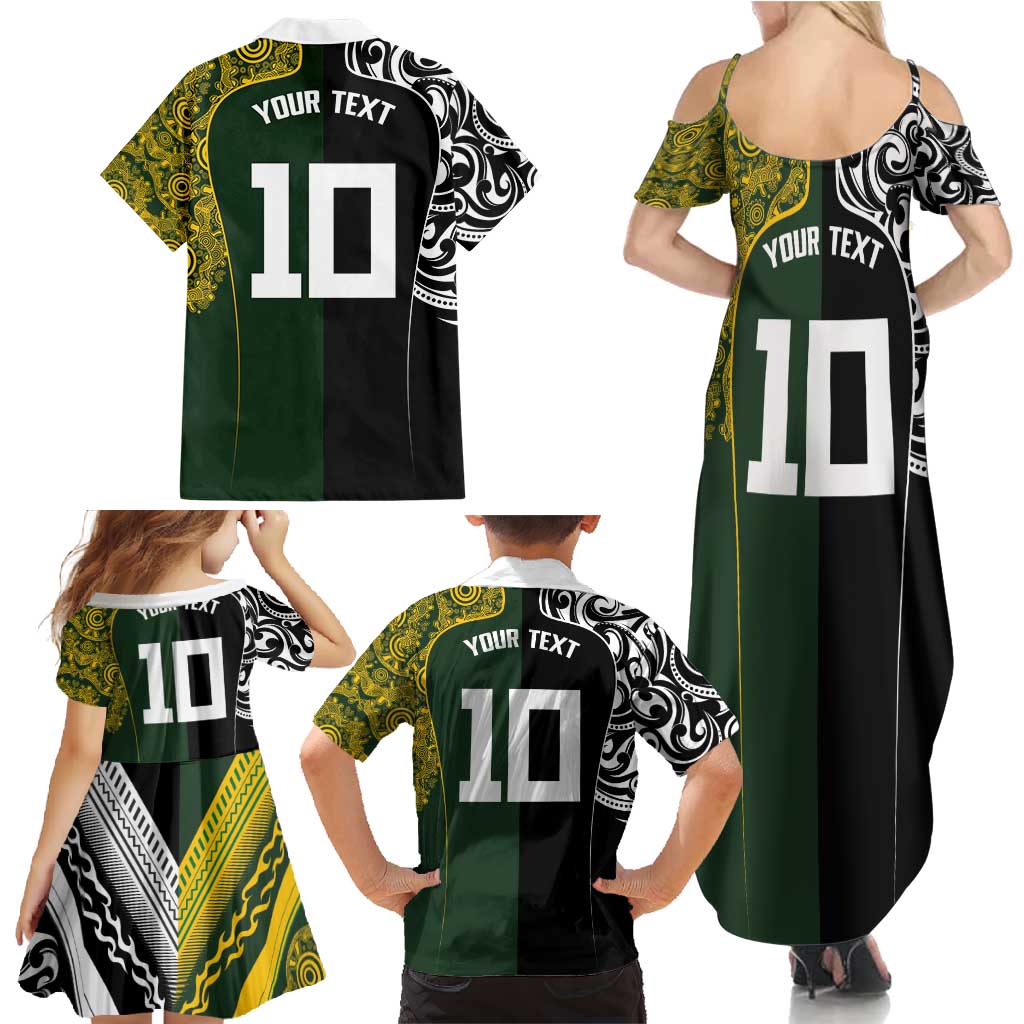 Aotearoa Australia Rugby Custom Family Matching Summer Maxi Dress and Hawaiian Shirt Maori and Aboriginal Art Sporty Style LT03 - Polynesian Pride