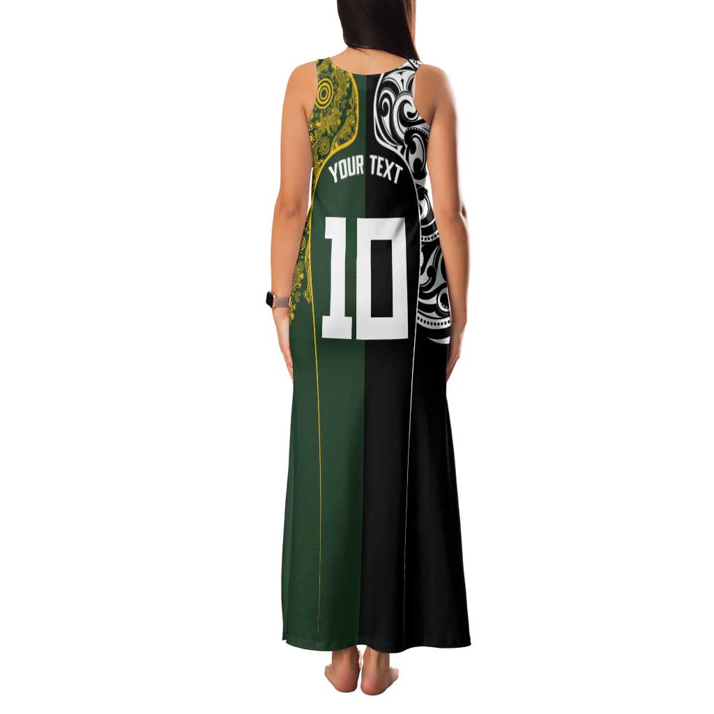 Aotearoa Australia Rugby Custom Family Matching Tank Maxi Dress and Hawaiian Shirt Maori and Aboriginal Art Sporty Style LT03 - Polynesian Pride