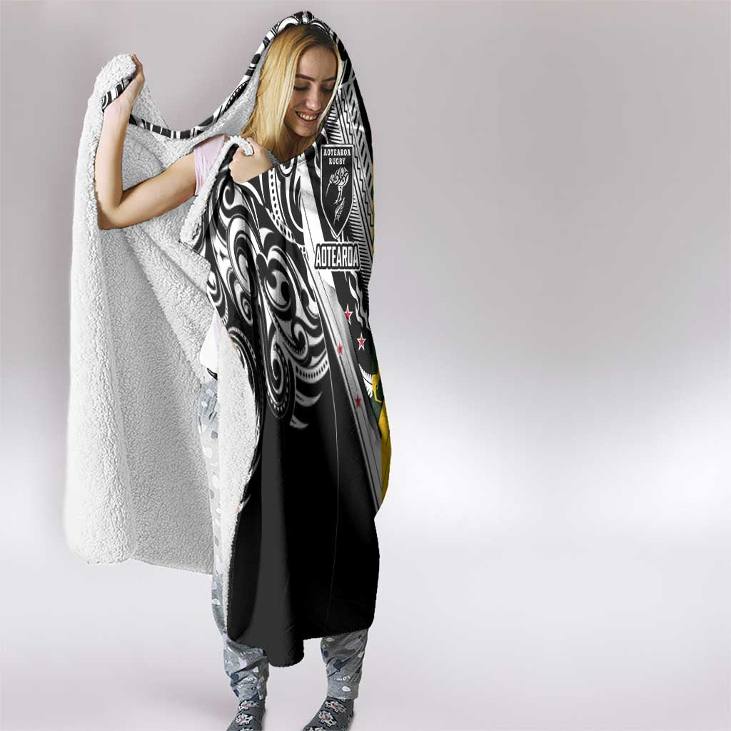 Aotearoa Australia Rugby Hooded Blanket Maori and Aboriginal Art Sporty Style - Polynesian Pride