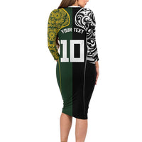 Aotearoa Australia Rugby Custom Long Sleeve Bodycon Dress Maori and Aboriginal Art Sporty Style LT03 - Polynesian Pride