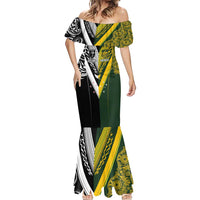 Aotearoa Australia Rugby Custom Mermaid Dress Maori and Aboriginal Art Sporty Style LT03 - Polynesian Pride