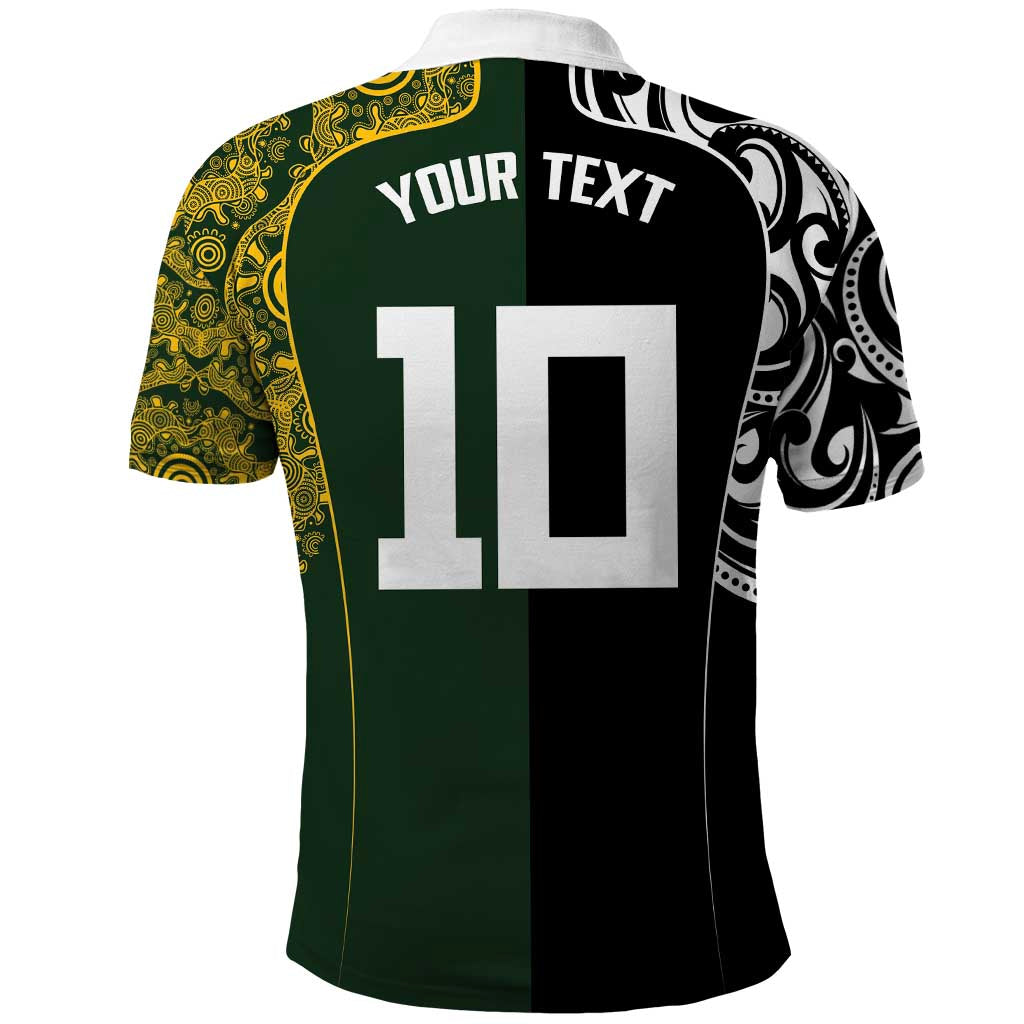 Aotearoa Australia Rugby Custom Polo Shirt Maori and Aboriginal Art Sporty Style - Polynesian Pride