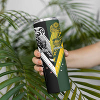 Aotearoa Australia Rugby Custom Skinny Tumbler Maori and Aboriginal Art Sporty Style LT03 - Polynesian Pride