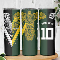 Aotearoa Australia Rugby Custom Skinny Tumbler Maori and Aboriginal Art Sporty Style LT03 - Polynesian Pride
