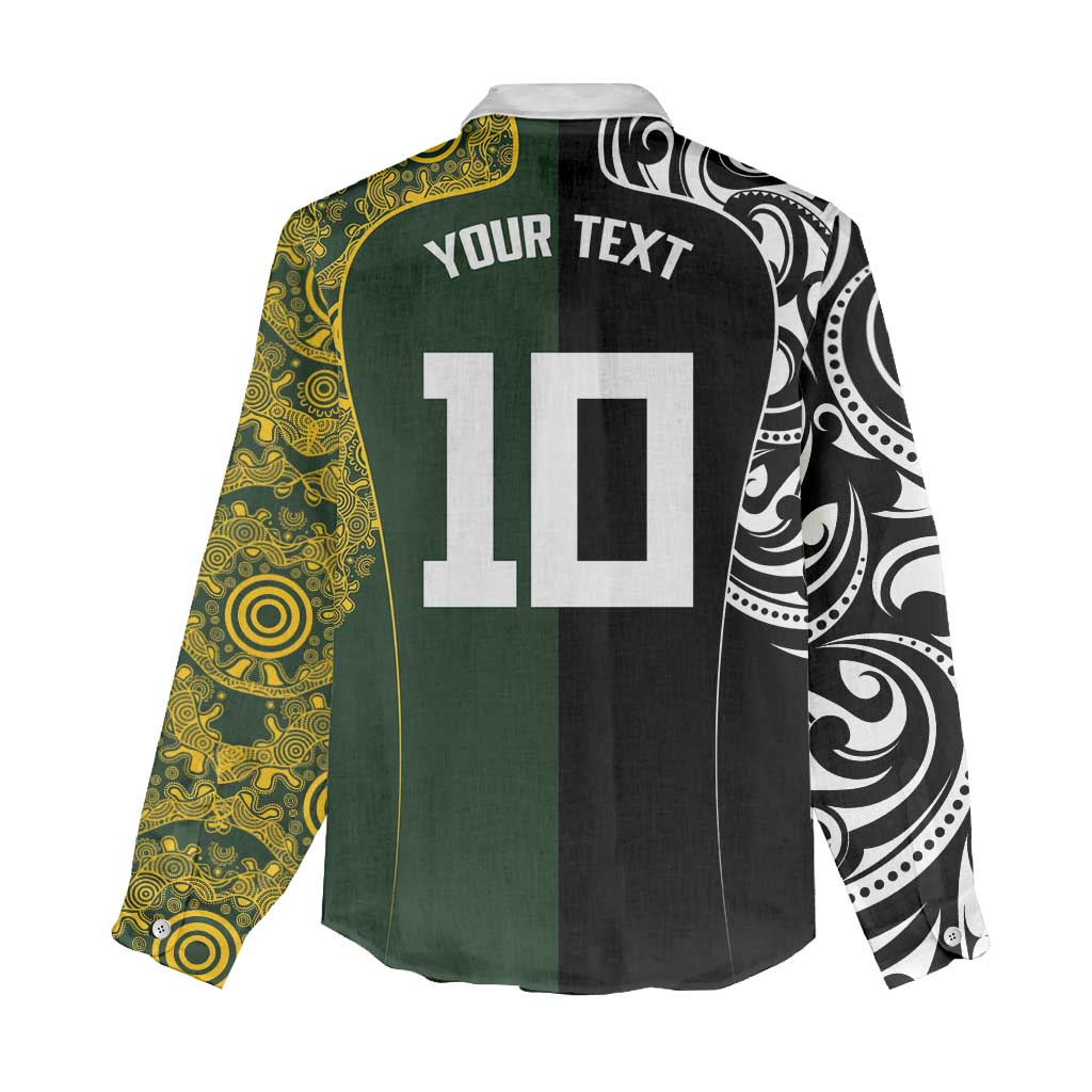Aotearoa Australia Rugby Custom Women Casual Shirt Maori and Aboriginal Art Sporty Style LT03 - Polynesian Pride