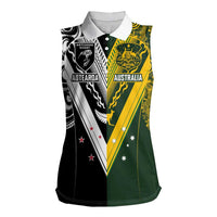 Aotearoa Australia Rugby Custom Women Sleeveless Polo Shirt Maori and Aboriginal Art Sporty Style LT03 Female Green - Polynesian Pride