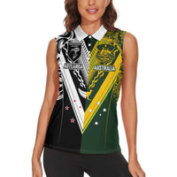Aotearoa Australia Rugby Custom Women Sleeveless Polo Shirt Maori and Aboriginal Art Sporty Style LT03 - Polynesian Pride