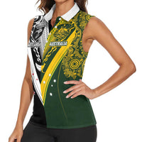 Aotearoa Australia Rugby Custom Women Sleeveless Polo Shirt Maori and Aboriginal Art Sporty Style LT03 - Polynesian Pride