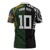 Aotearoa Australia Rugby Custom Zipper Polo Shirt Maori and Aboriginal Art Sporty Style LT03 - Polynesian Pride