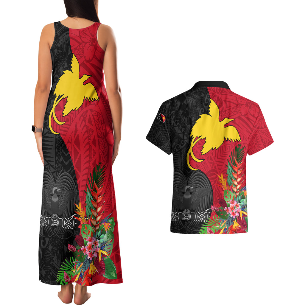 Papua New Guinea Couples Matching Tank Maxi Dress and Hawaiian Shirt Birds Of Paradise Mix Tropical Flower Polynesian Pattern LT03 - Polynesian Pride