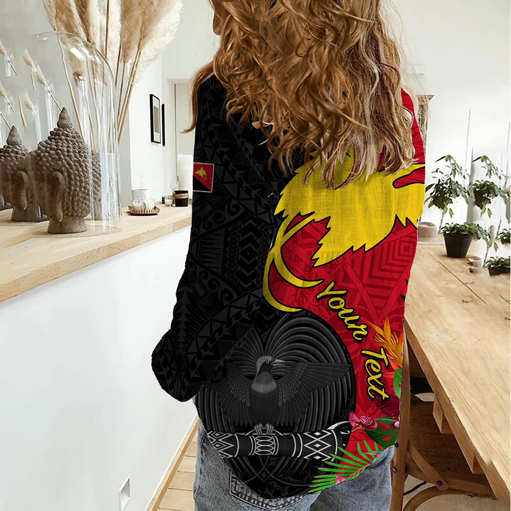 Custom Papua New Guinea Women Casual Shirt Birds Of Paradise Mix Tropical Flower Polynesian Pattern LT03 - Polynesian Pride