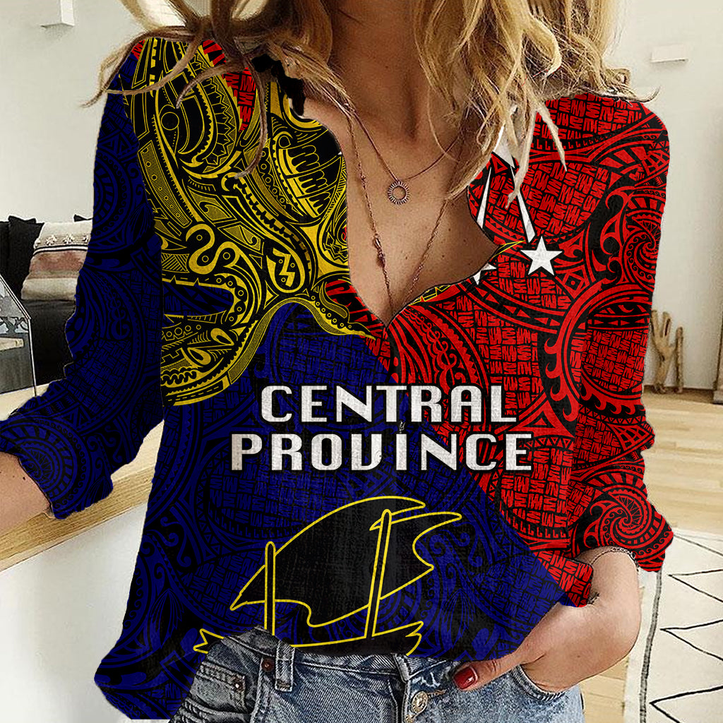 Papua New Guinea Central Province Women Casual Shirt PNG Birds Of Paradise Polynesian Arty Style LT03 Female Red - Polynesian Pride