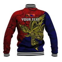 Custom Papua New Guinea Central Province Baseball Jacket PNG Birds Of Paradise Polynesian Arty Style LT03 - Polynesian Pride