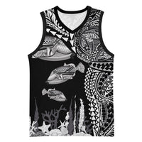 Hawaiian Reef Triggerfish Basketball Jersey Polynesian Art with Tribal Humuhumunukunukuapua'a LT03 Unisex Black - Polynesian Pride