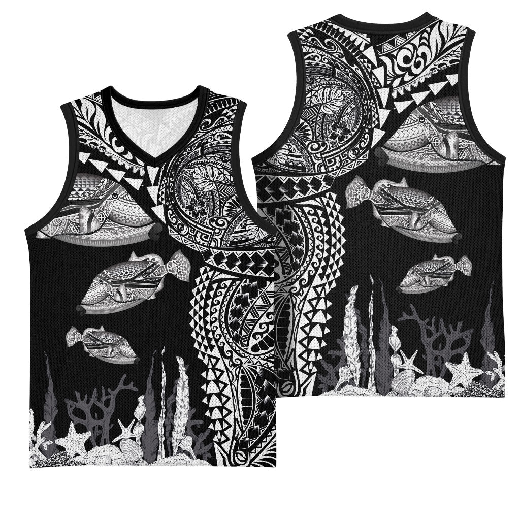 Hawaiian Reef Triggerfish Basketball Jersey Polynesian Art with Tribal Humuhumunukunukuapua'a LT03 - Polynesian Pride