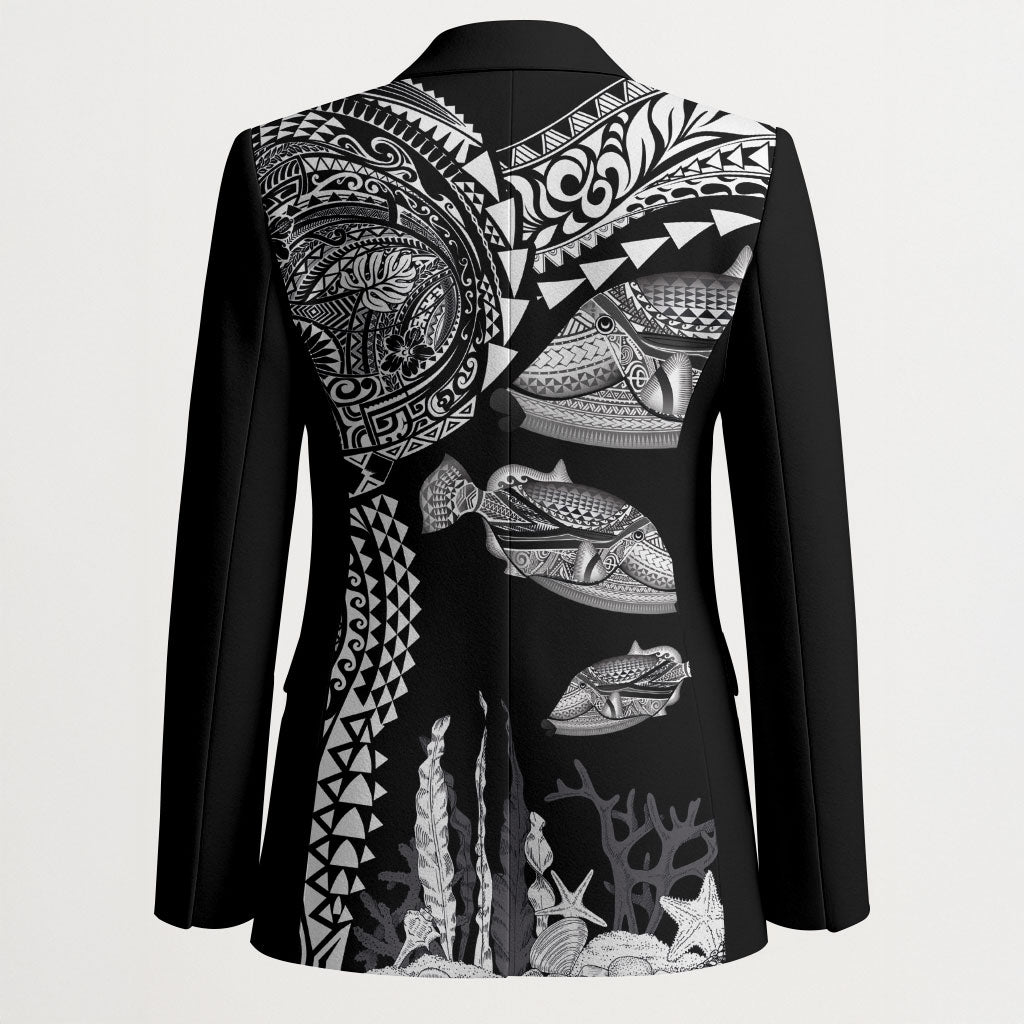 Hawaiian Reef Triggerfish Blazer Polynesian Art with Tribal Humuhumunukunukuapua'a LT03 - Polynesian Pride