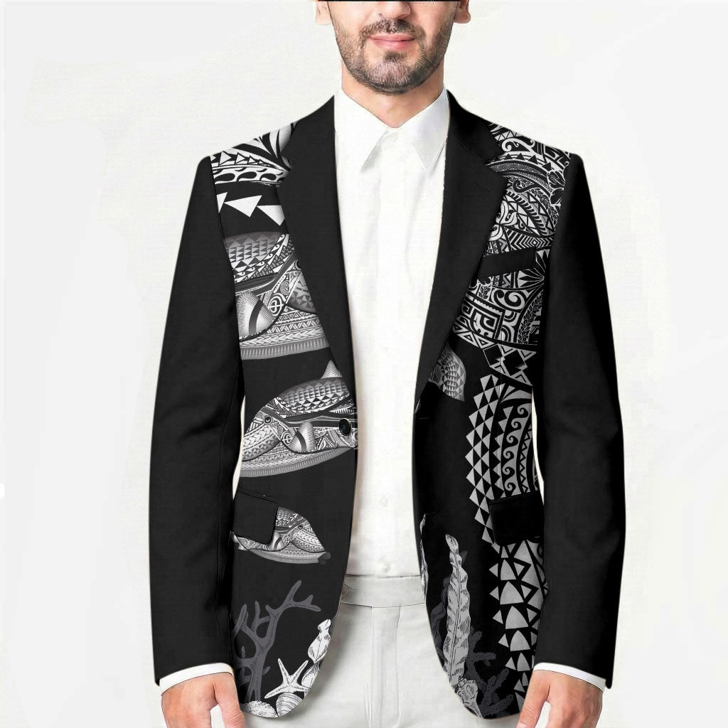 Hawaiian Reef Triggerfish Blazer Polynesian Art with Tribal Humuhumunukunukuapua'a LT03 - Polynesian Pride