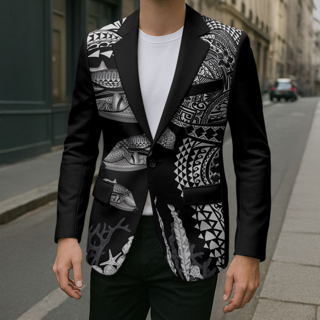Hawaiian Reef Triggerfish Blazer Polynesian Art with Tribal Humuhumunukunukuapua'a LT03 - Polynesian Pride