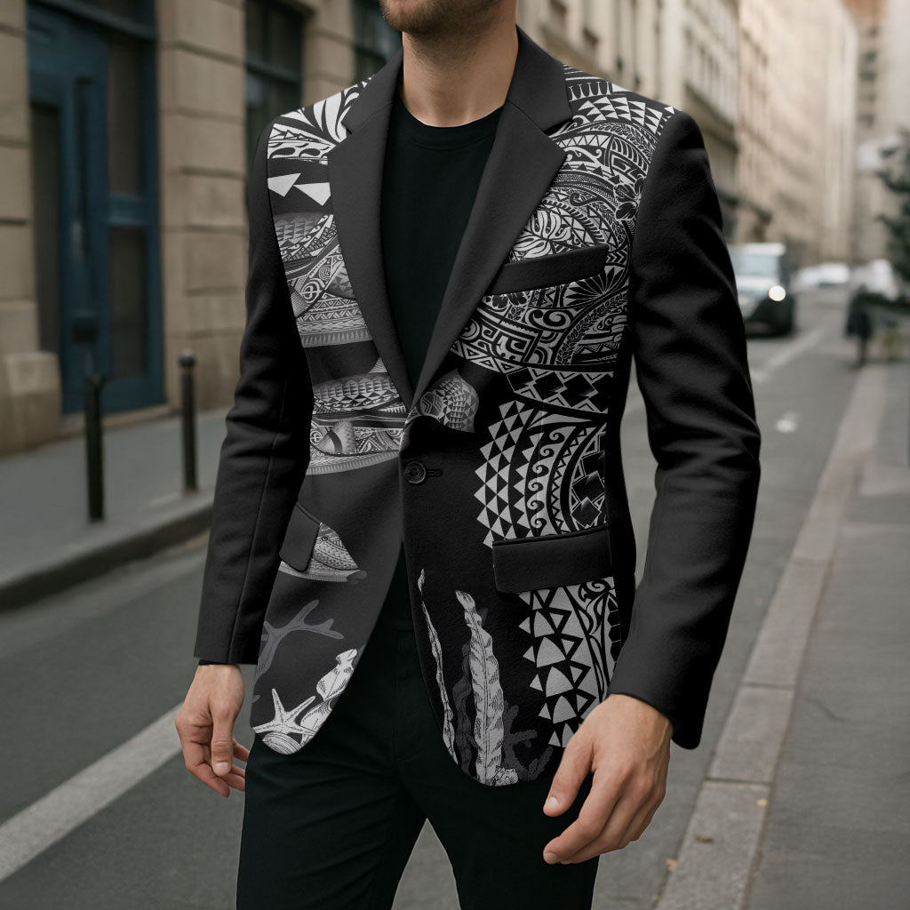 Hawaiian Reef Triggerfish Blazer Polynesian Art with Tribal Humuhumunukunukuapua'a LT03 - Polynesian Pride