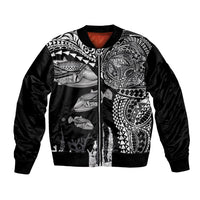 Hawaiian Reef Triggerfish Bomber Jacket Polynesian Art with Tribal Humuhumunukunukuapua'a LT03 Unisex Black - Polynesian Pride