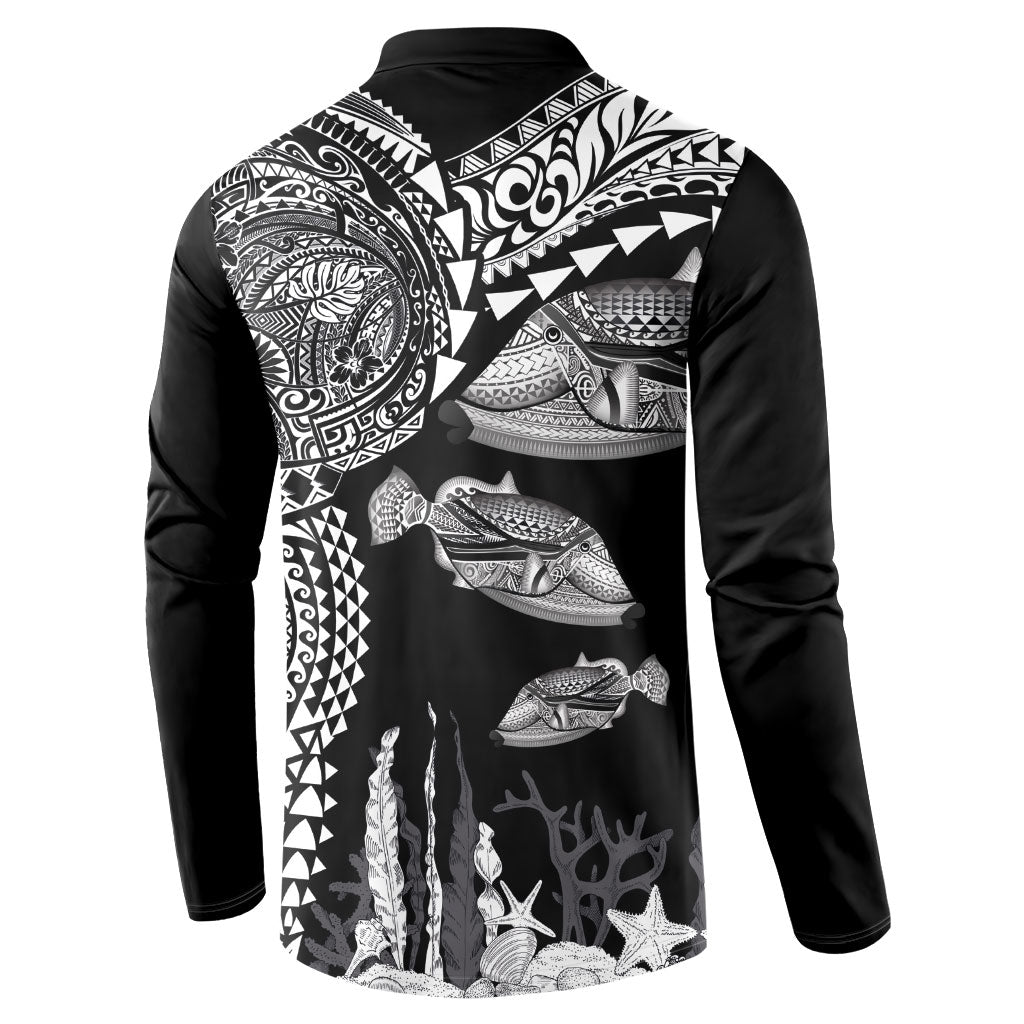 Hawaiian Reef Triggerfish Button Sweatshirt Polynesian Art with Tribal Humuhumunukunukuapua'a LT03 - Polynesian Pride