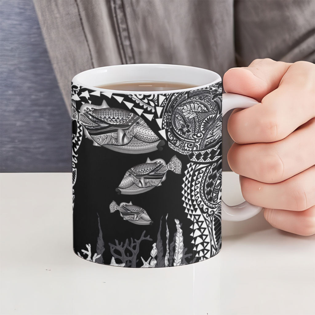 Hawaiian Reef Triggerfish Ceramic Mug Polynesian Art with Tribal Humuhumunukunukuapua'a LT03 - Polynesian Pride