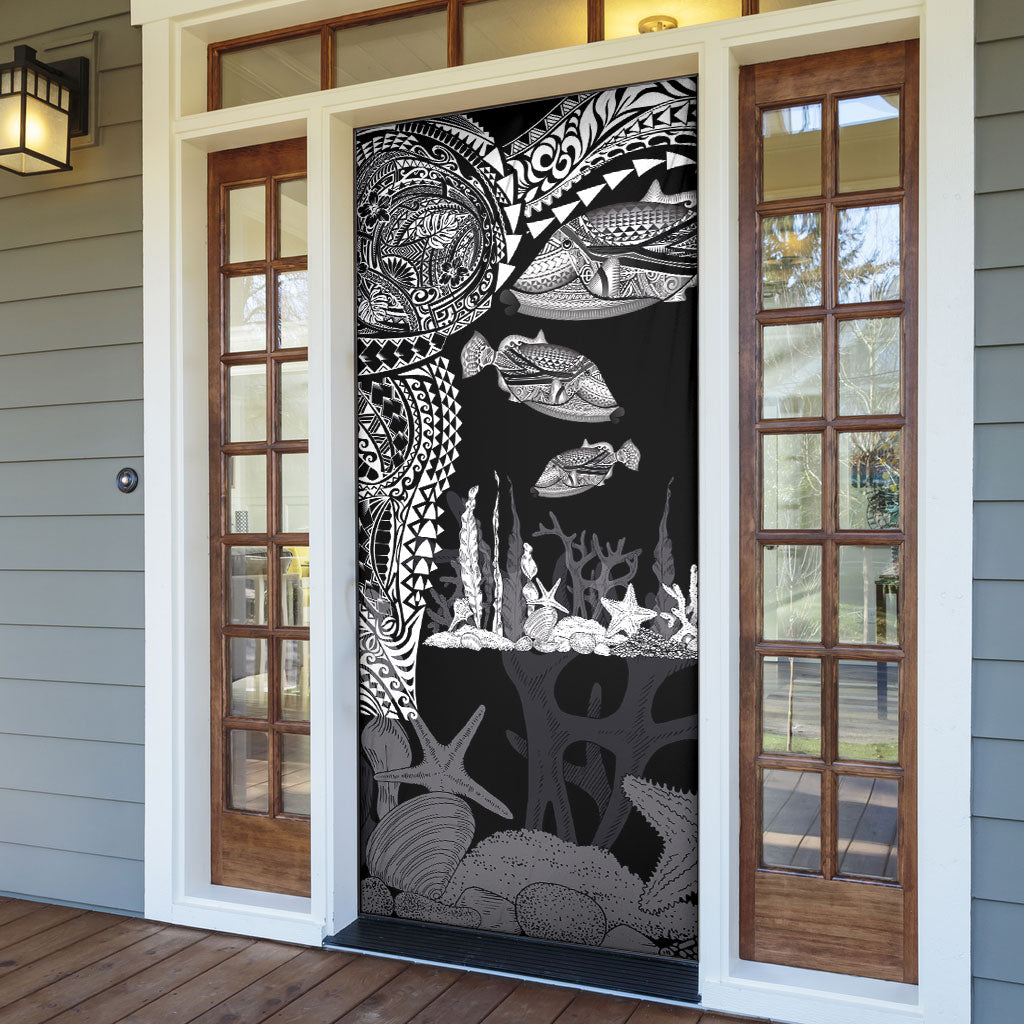 Hawaiian Reef Triggerfish Door Cover Polynesian Art with Tribal Humuhumunukunukuapua'a LT03 - Polynesian Pride