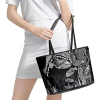 Hawaiian Reef Triggerfish Leather Tote Bag Polynesian Art with Tribal Humuhumunukunukuapua'a LT03 - Polynesian Pride