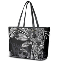 Hawaiian Reef Triggerfish Leather Tote Bag Polynesian Art with Tribal Humuhumunukunukuapua'a LT03 - Polynesian Pride