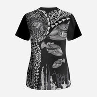 Hawaiian Reef Triggerfish Scrub Top Polynesian Art with Tribal Humuhumunukunukuapua'a LT03 - Polynesian Pride