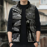 Hawaiian Reef Triggerfish Sleeveless Puffer Jacket Polynesian Art with Tribal Humuhumunukunukuapua'a LT03 - Polynesian Pride