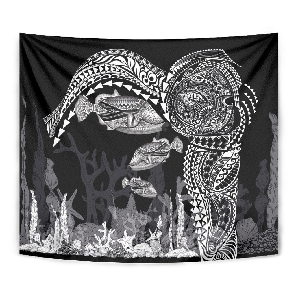 Hawaiian Reef Triggerfish Tapestry Polynesian Art with Tribal Humuhumunukunukuapua'a LT03 - Polynesian Pride