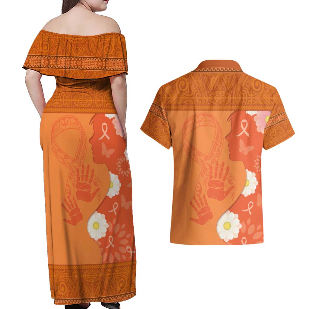 International Day for the Elimination of Violence Against Women Couples Matching Off Shoulder Maxi Dress and Hawaiian Shirt Polynesian Pattern LT03 - Polynesian Pride